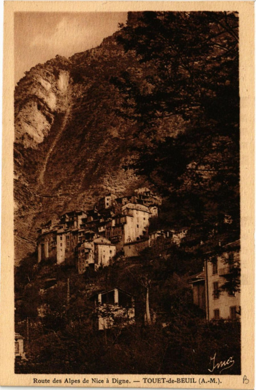 Carte postale ancienne Route des Alpes de Nice a Digne - Touet-de-Beuil à Nice