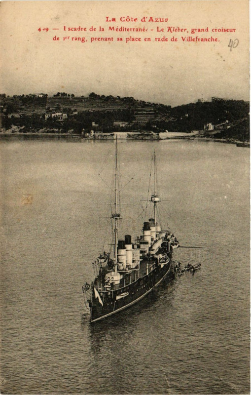 Carte postale ancienne Escadre de la Mediterranée - Le Kleber grand