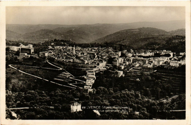 Carte postale ancienne Vence - Vue générale à Vence