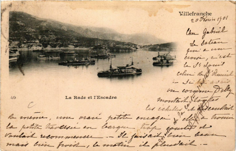 Carte postale ancienne Villefranche - La Rade et l'Escadre