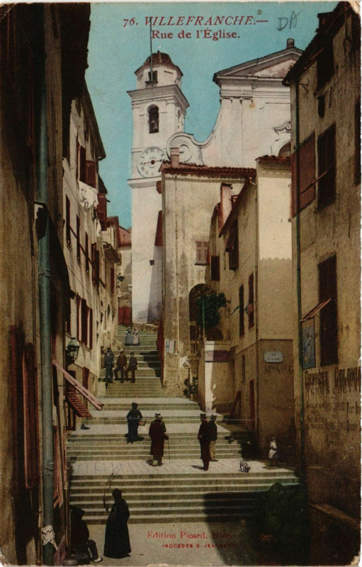 Carte postale ancienne Villefranche - Rue de l'Eglise
