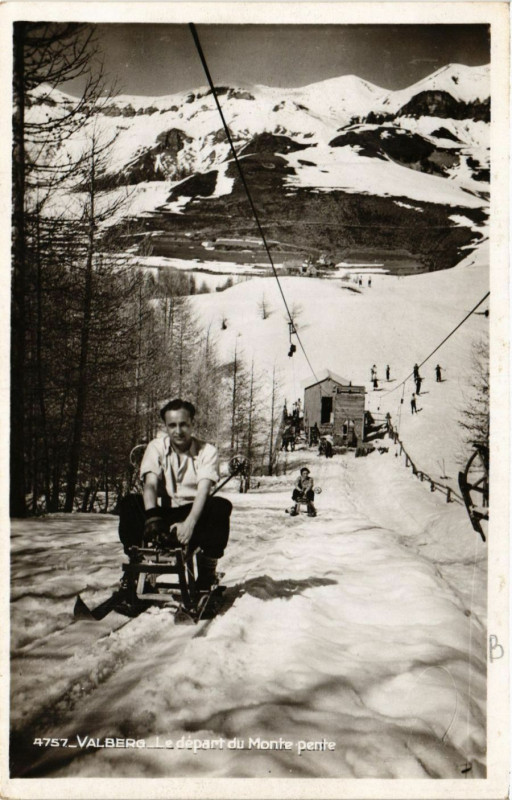 Carte postale ancienne Valberg - Le depart du Monte pente