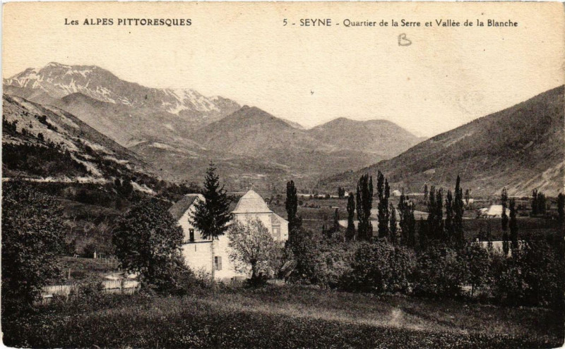 Carte postale ancienne Seyne Quartier de la Serre et Vallée de la Blanche à Seyne