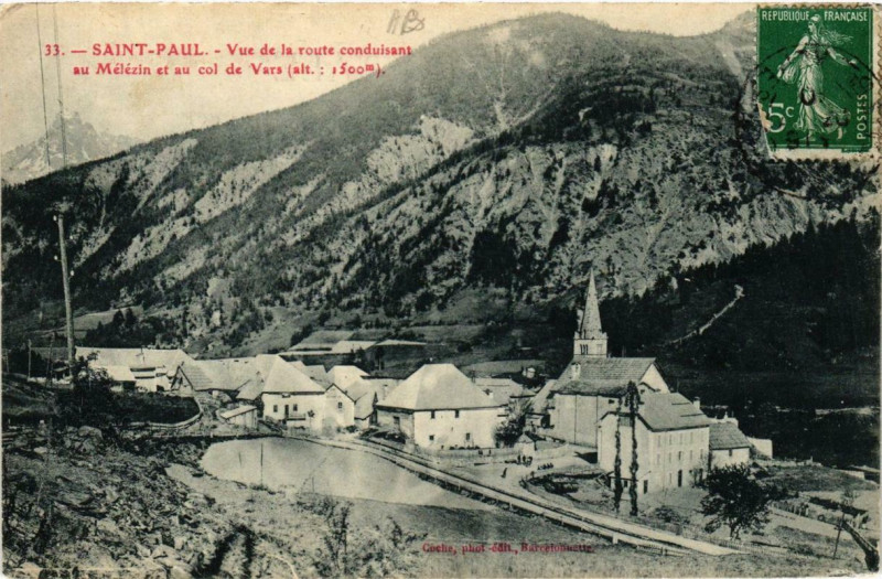 Carte postale ancienne Saint-Paul Vue de la route conduisant au Mélézin