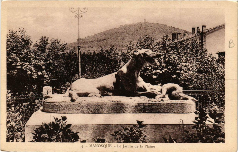 Carte postale ancienne Manosque Le Jardin de la Plaine à Manosque