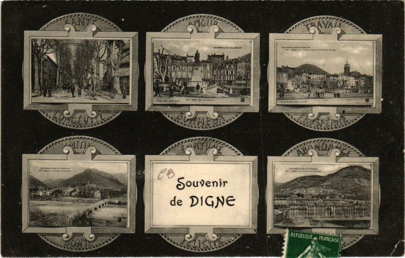 Carte postale ancienne Digne Souvenir de Digne