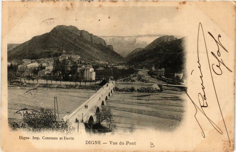 Carte postale ancienne Digne Vue du Pont