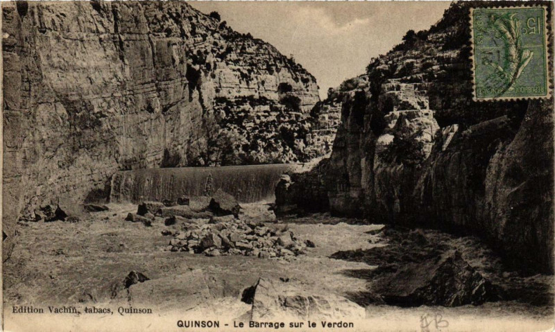 Carte postale ancienne Quinson Le Barrage sur le Verdon à Quinson