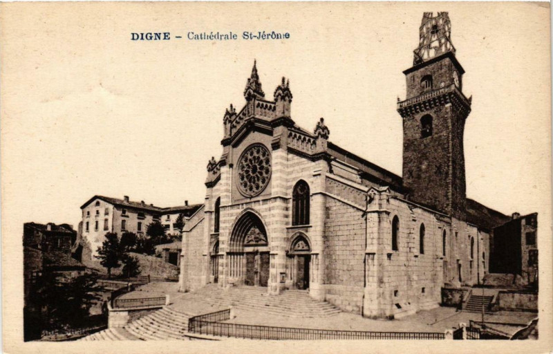 Carte postale ancienne Digne Cathédrale Saint-Jérome