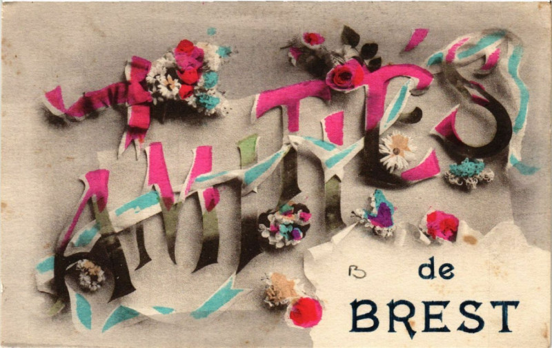 Carte postale ancienne Amities de Brest à Brest