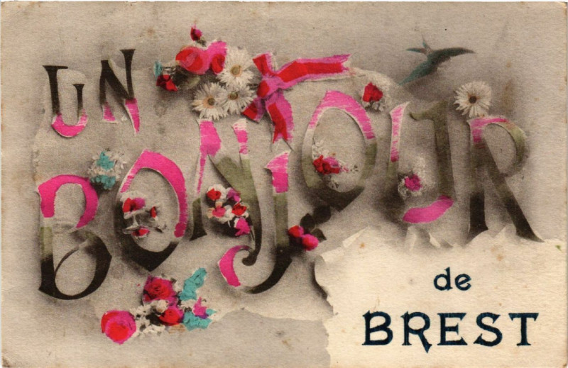 Carte postale ancienne Un Bonjour de Brest à Brest