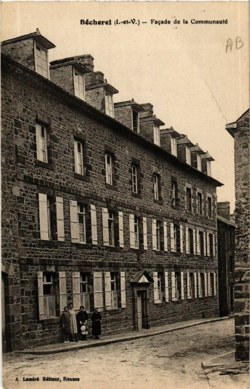 Carte postale ancienne Becherel - Facade de la Communeute à Bécherel