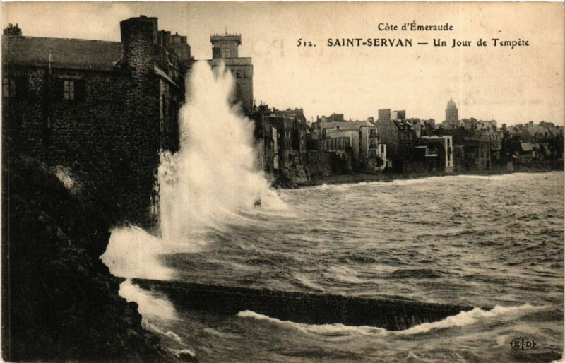 Carte postale ancienne Saint-Servan - Un Jour de Tempete
