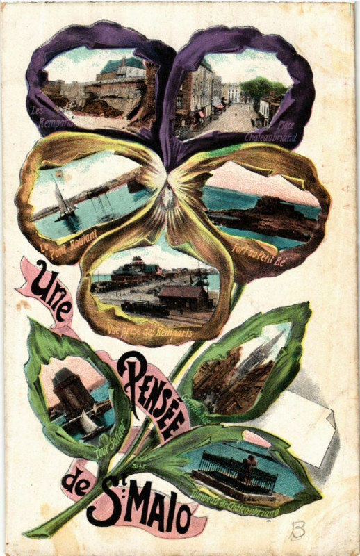 Carte postale ancienne Une Pensée de Saint-Malo à Saint-Malo