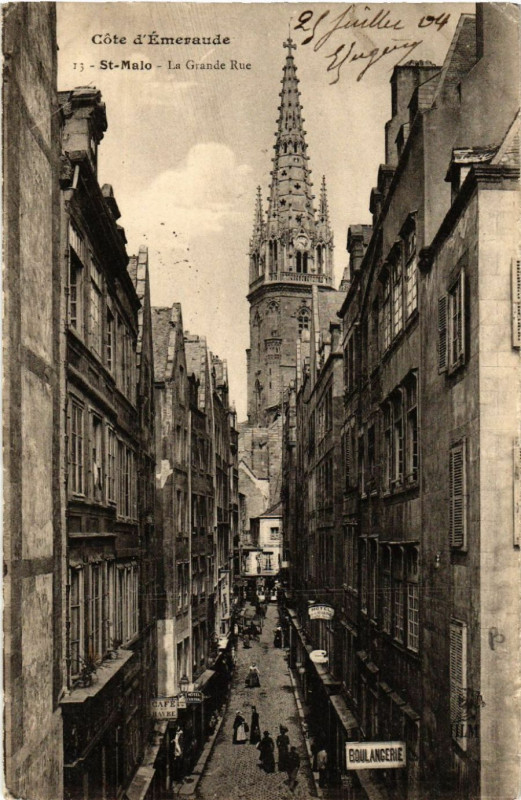 Carte postale ancienne Saint-Malo - La Grande Rue à Saint-Malo