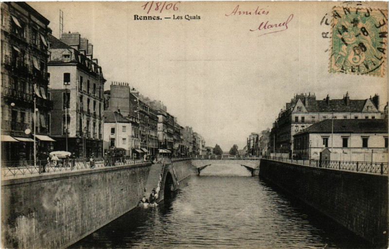 Carte postale ancienne Rennes - Les Quais à Rennes