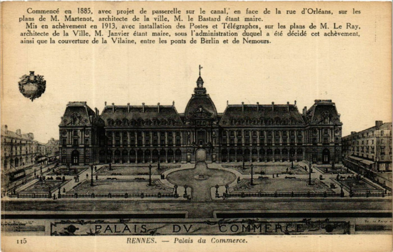 Carte postale ancienne Rennes - Palais du Commerce à Rennes