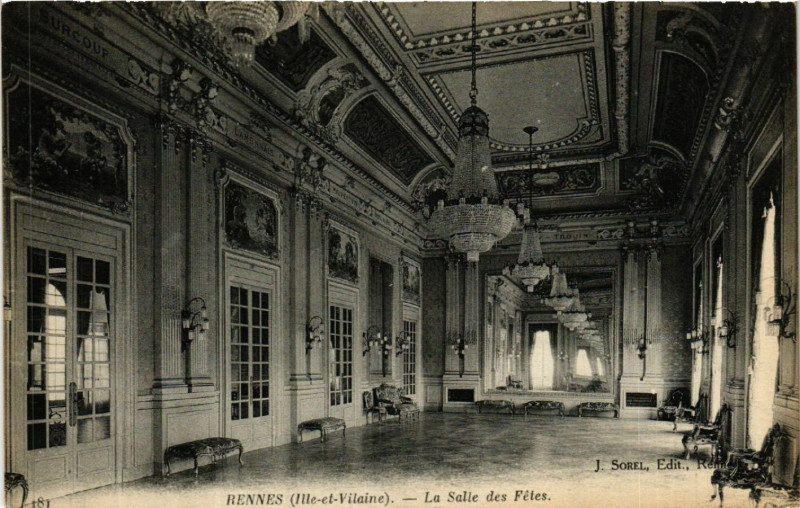 Carte postale ancienne Rennes - La Salle des Fetes à Rennes
