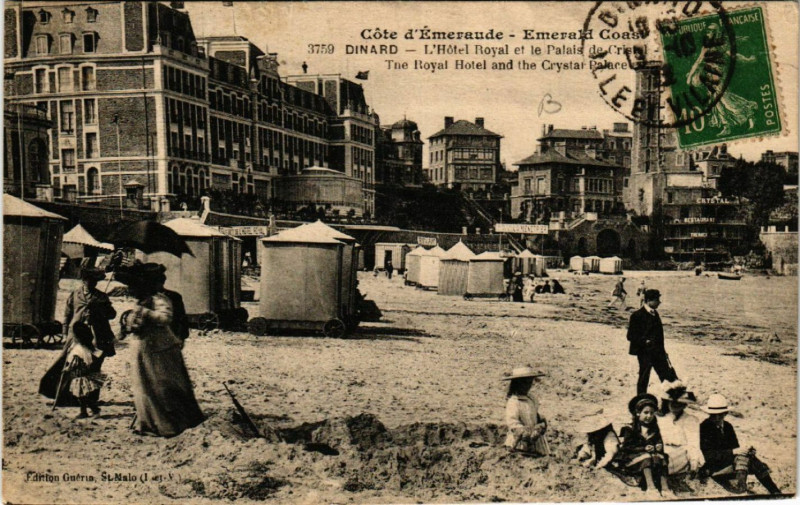 Carte postale ancienne Dinard - L'Hotel Royal et le Palais de Cristal à Dinard