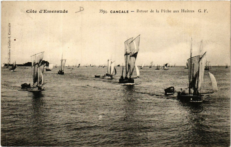 Carte postale ancienne Cancale - Retour de la Peche aux Huitres à Cancale