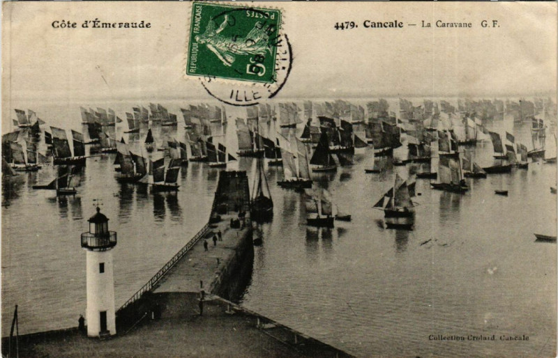 Carte postale ancienne Cancale - La Caravane à Cancale
