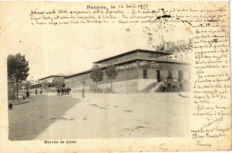 Carte postale ancienne Rennes le - Marché de Lices à Rennes