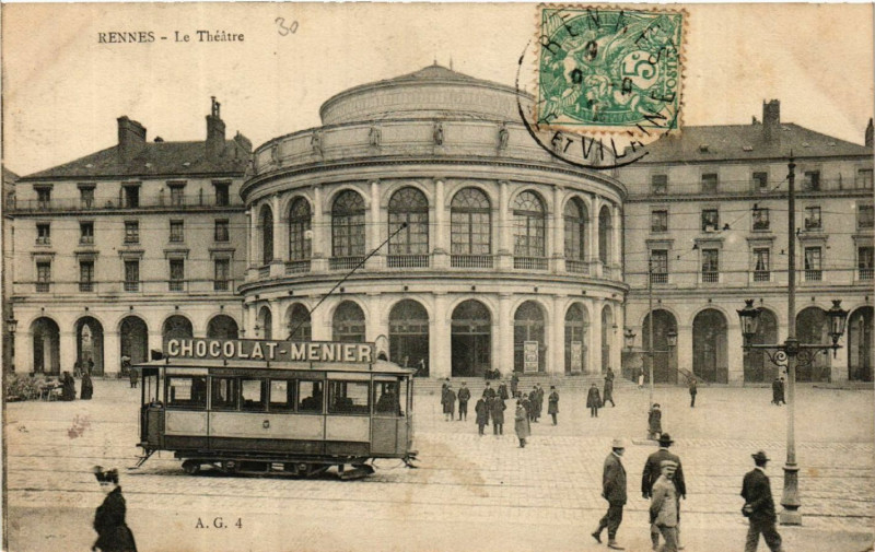 Carte postale ancienne Rennes - Le Théatre à Rennes