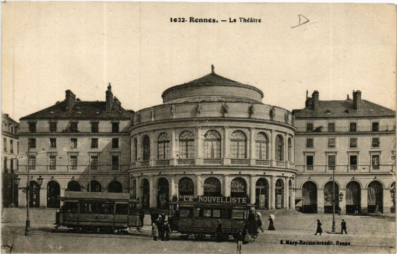 Carte postale ancienne Rennes - Le Théatre à Rennes