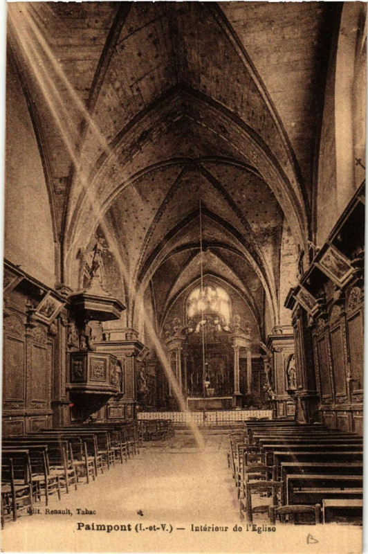 Carte postale ancienne Intérieur de l'Eglise à Paimpont