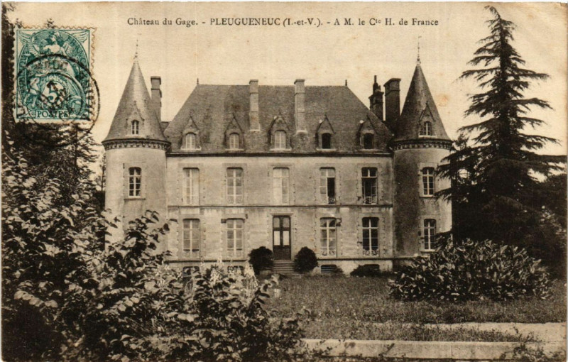 Carte postale ancienne Chateau du Gage - Pleugueneuc - A.M. le Cle H. de France à Pleugueneuc
