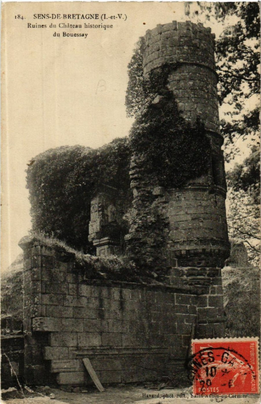Carte postale ancienne Sens-de-Bretagne - Ruines du Chateau historique du à Sens-de-Bretagne