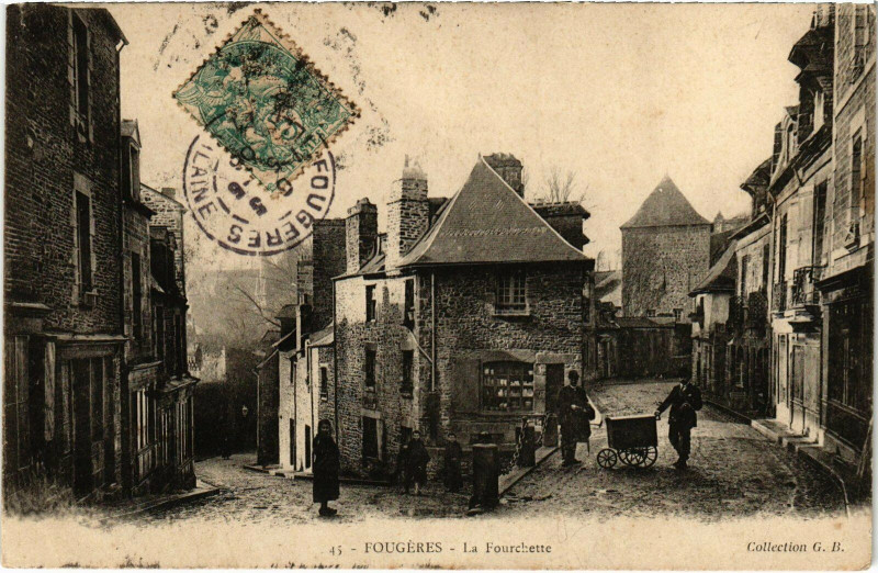 Carte postale ancienne Fougeres - La Fourchette à Fougères