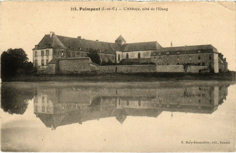 Carte postale ancienne Paimpont - L'Abbaye, cote de l'Etang à Paimpont