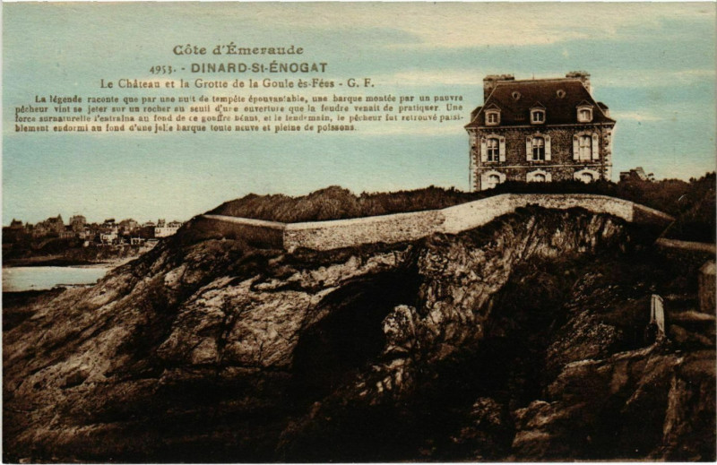 Carte postale ancienne Dinard- Saint Enogat, Chateau et la Grotte de la Goule France à Dinard