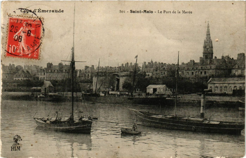 Carte postale ancienne Cote d'emeraude - Saint-Malo - Le Port de la Marée à Saint-Malo