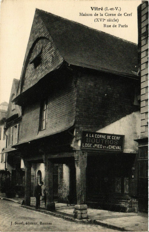Carte postale ancienne Vitre (I.-et-V.) - Maison de la Corne de Cerf (Xvi s.) - Rue de à Vitré