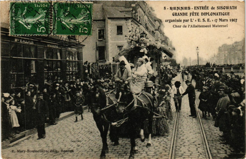 Carte postale ancienne Rennes - Entrée de Sioiwath Grande Fete Diplomatique organisée à Rennes