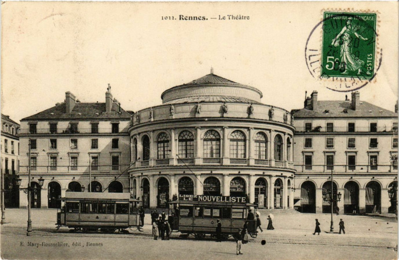 Carte postale ancienne Rennes - Le Théatre à Rennes