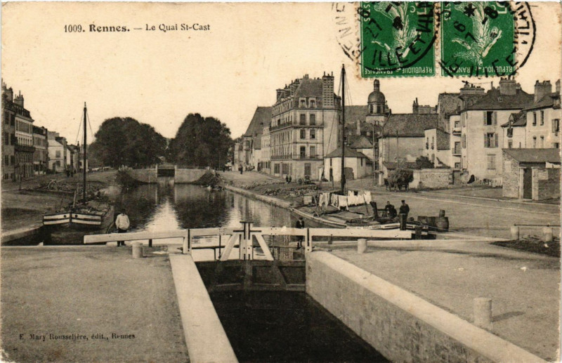 Carte postale ancienne Rennes - Le Quai Saint-Cast à Rennes