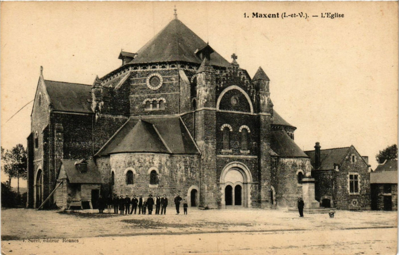 Carte postale ancienne Maxent (I.-et-V.) - l'Eglise à Maxent