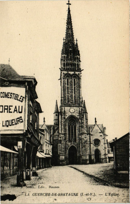 Carte postale ancienne La Guerche-de-Bretagne (I.-et-V.) - L'Eglise à La Guerche-de-Bretagne