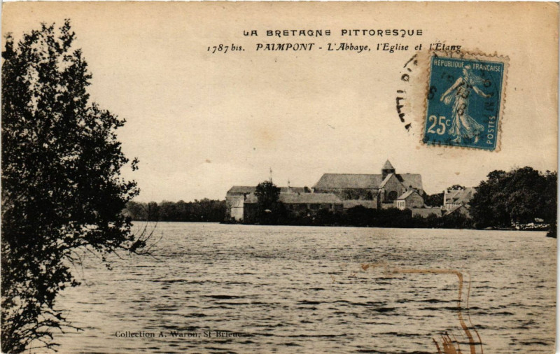 Carte postale ancienne La Bretagne Pittoresque - Palmpont - L'Abbaye L'Eglise et l'Etang