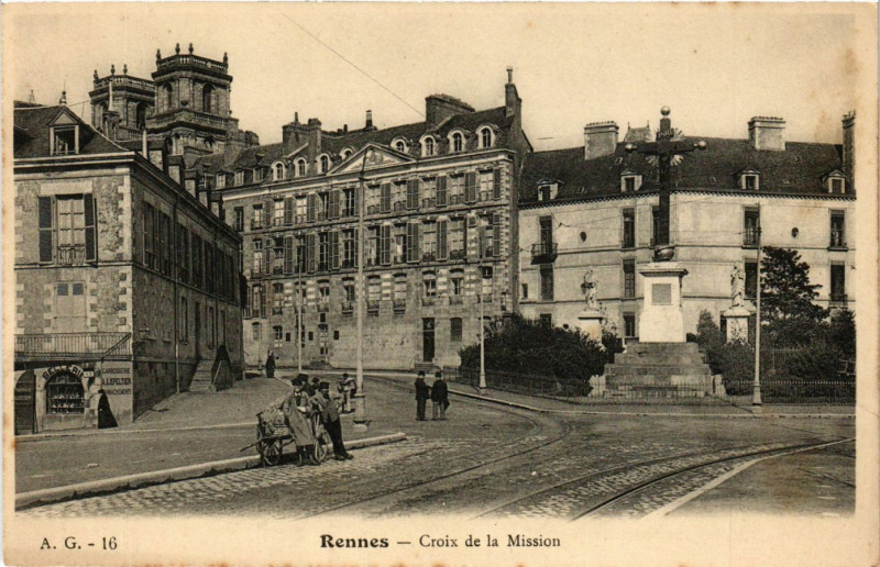 Carte postale ancienne Rennes - Croix de la Mission à Rennes