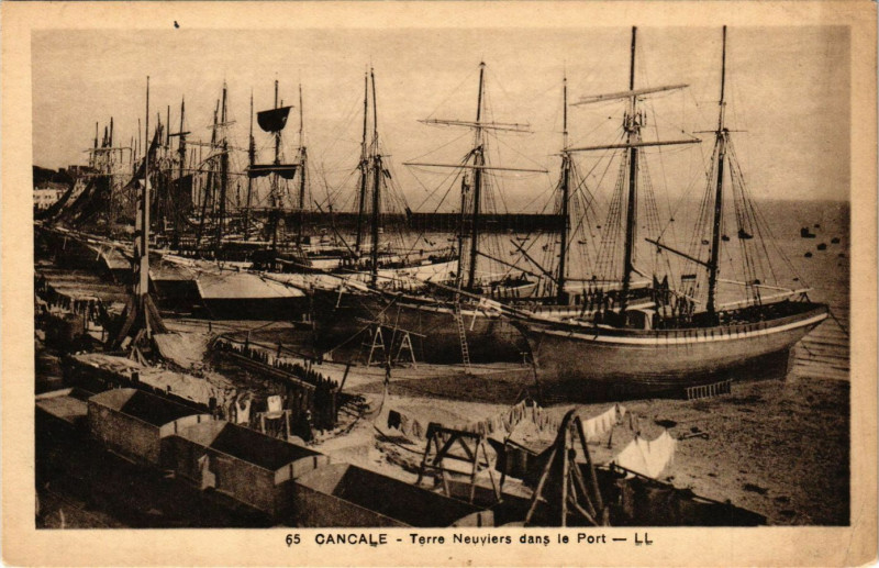 Carte postale ancienne Cancale - Terre Neuviers dans le Port à Cancale
