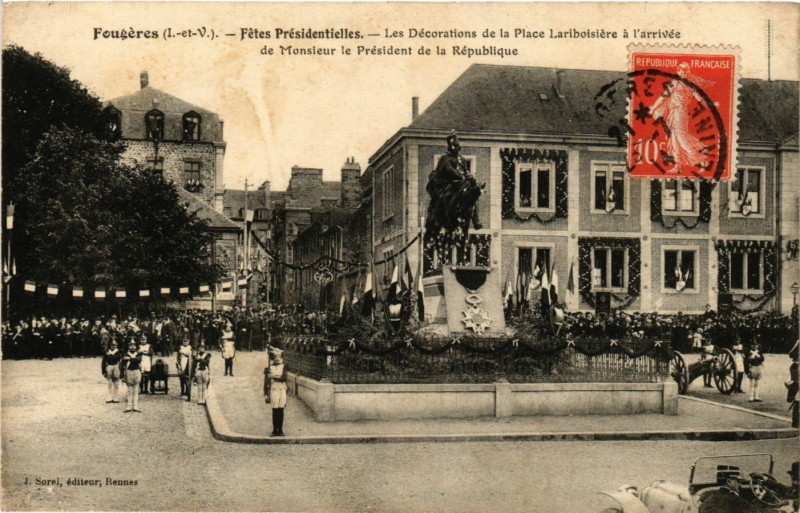 Carte postale ancienne Fougeres (I.-et-V.) Fetes Présidentielles Les Décorations de... à Fougères