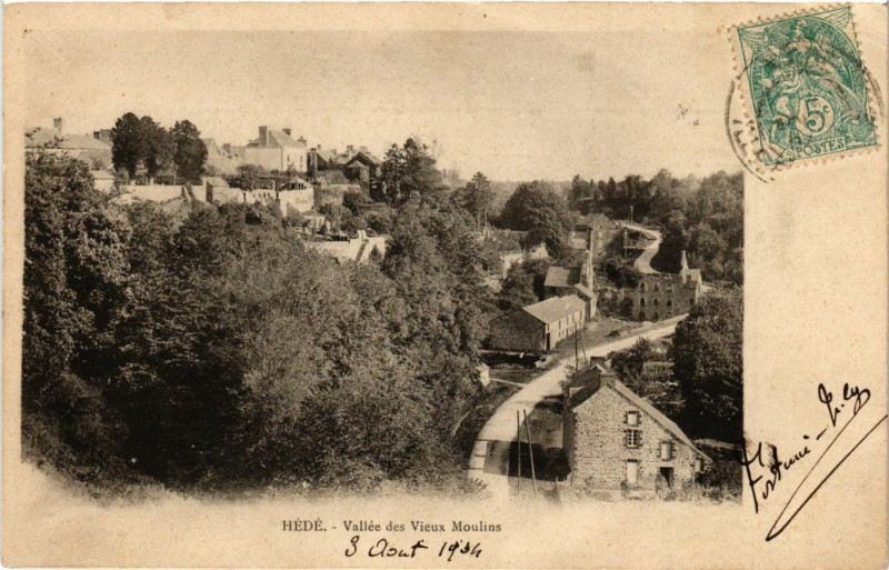 Carte postale ancienne Hede - Vallée des Vieux Moulins à Moulins