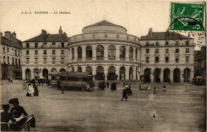 Carte postale ancienne Rennes - Le Théatre à Rennes