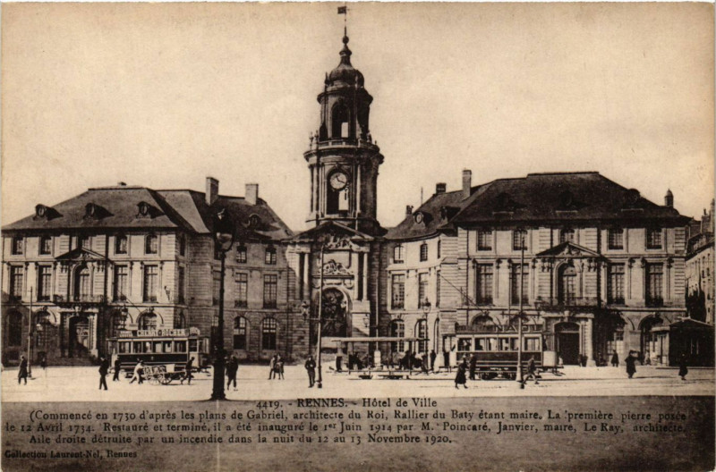Carte postale ancienne Rennes - Hotel de Ville à Rennes
