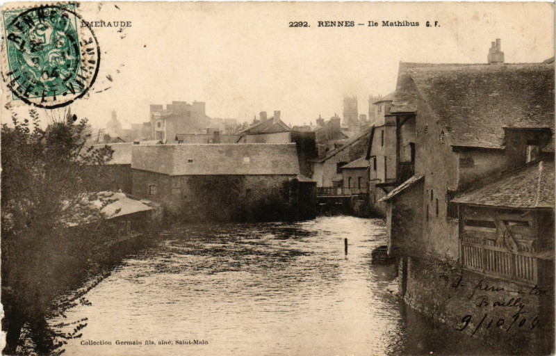 Carte postale ancienne Rennes - Ile Mathibus à Rennes