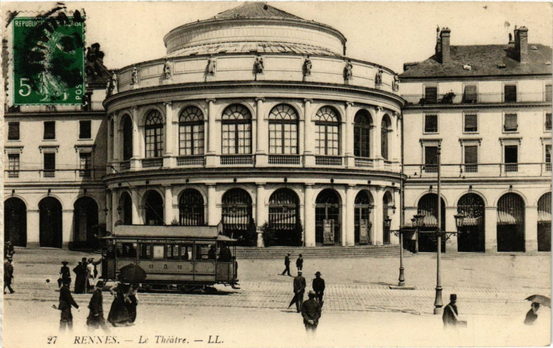 Carte postale ancienne Rennes - Le Théatre à Rennes